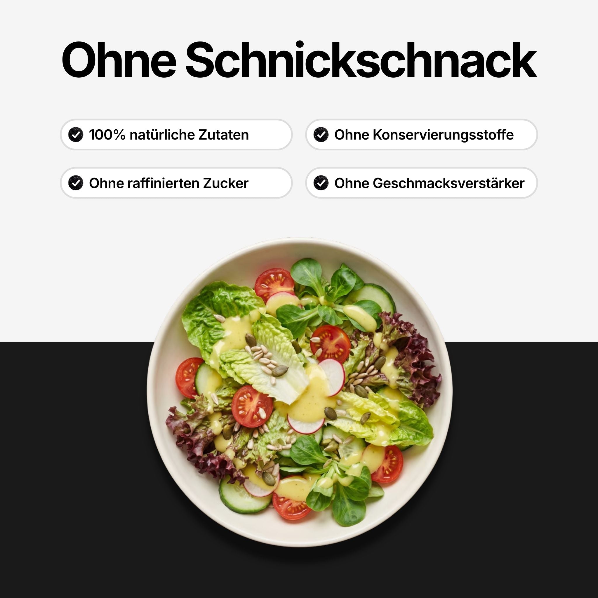 Keypoints zu Classic Dressing: 100% natürliche Zutaten, ohne raffinierten Zucker, ohne Konservierungsstoffe, ohne Geschmacksverstärker