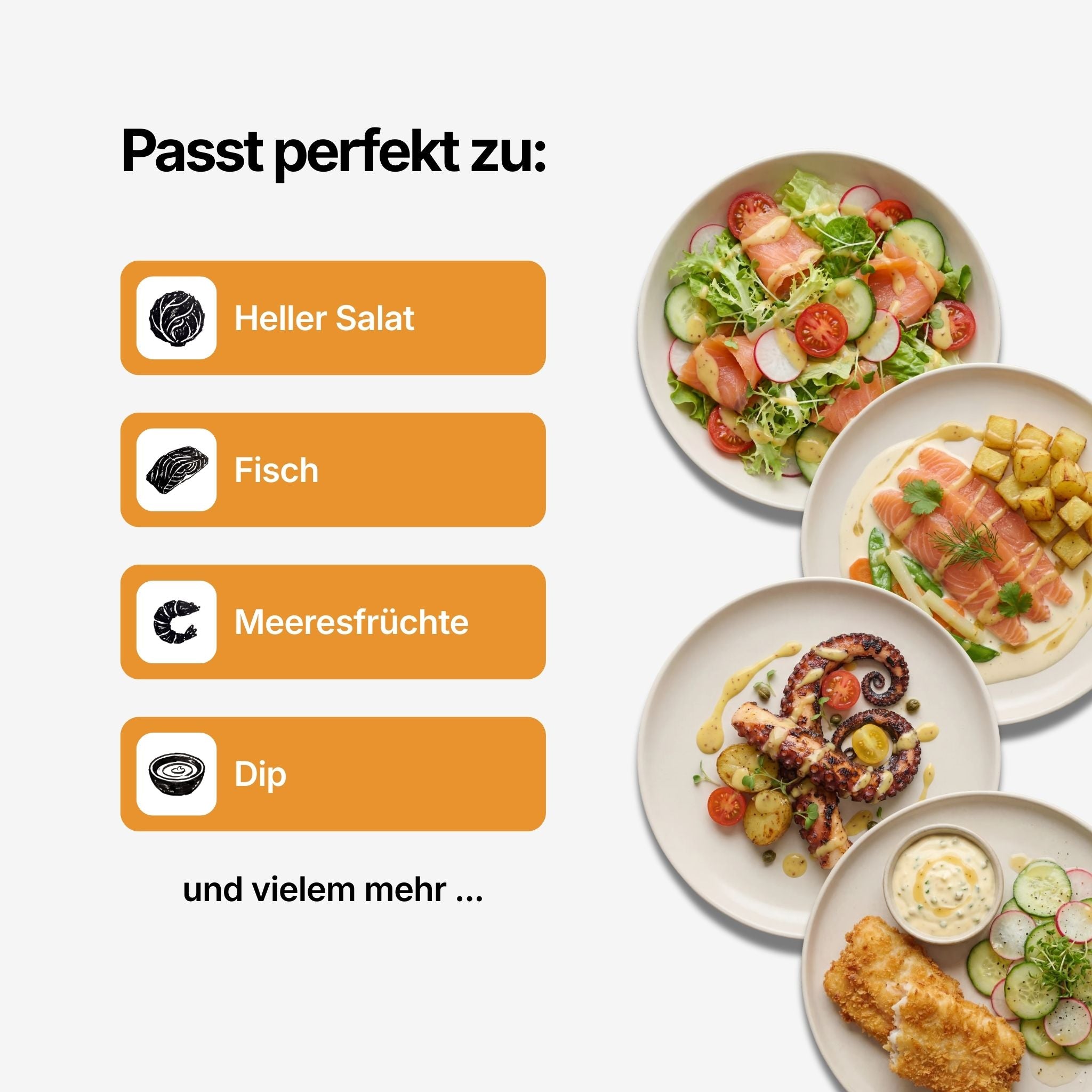 Honig-Senf Dressing passt zu hellem Salat, Fisch, Meeresfrüchten und als Dip