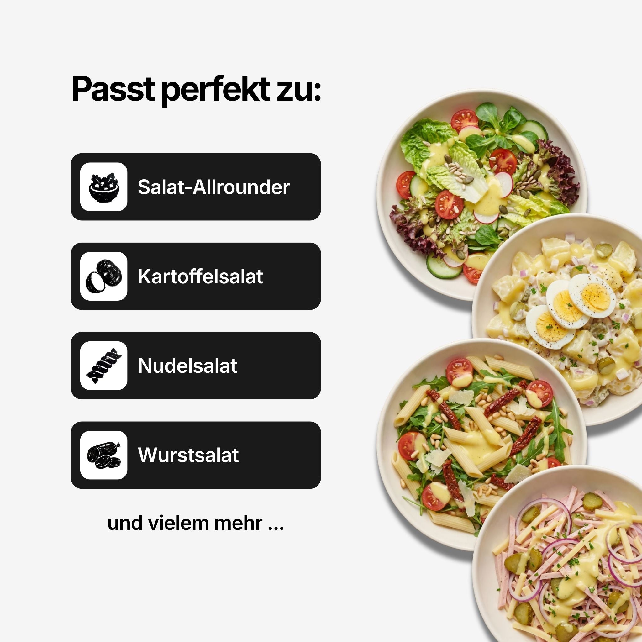 Classic Dressing passt zu allen möglichen Salat-Variationen und zum Beispiel auch zu Kartoffelsalat, Nudelsalat oder Wurstsalat
