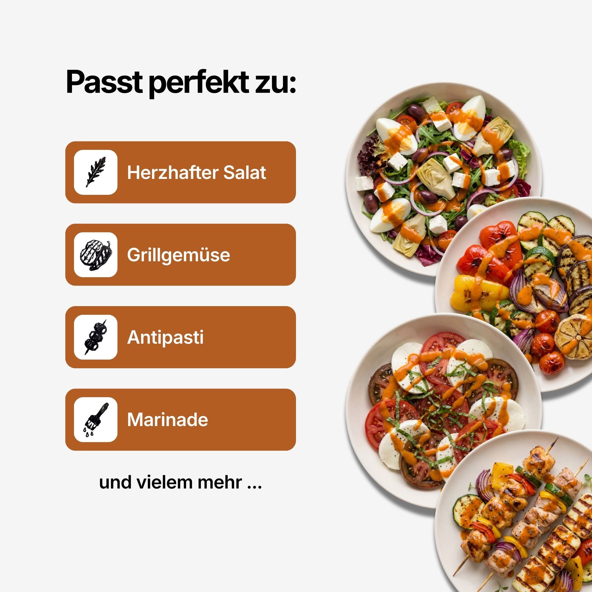Mediterran Dressing passt zu herzhaftem Salat, Grillgemüse, Antipasti und als Marinade