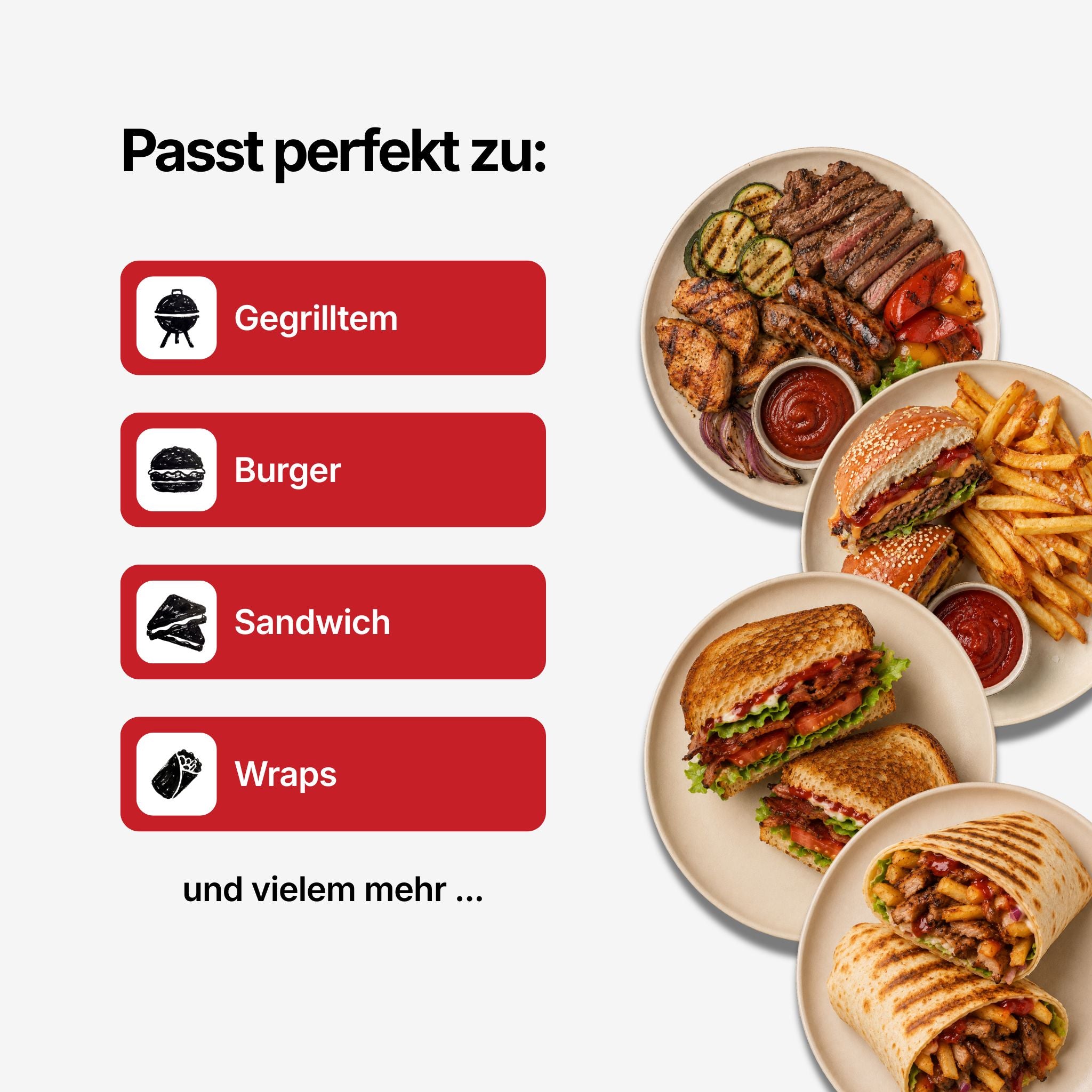 Tomaten Ketchup passt zu Gegrilltem, Burger, Sandwich und Wraps
