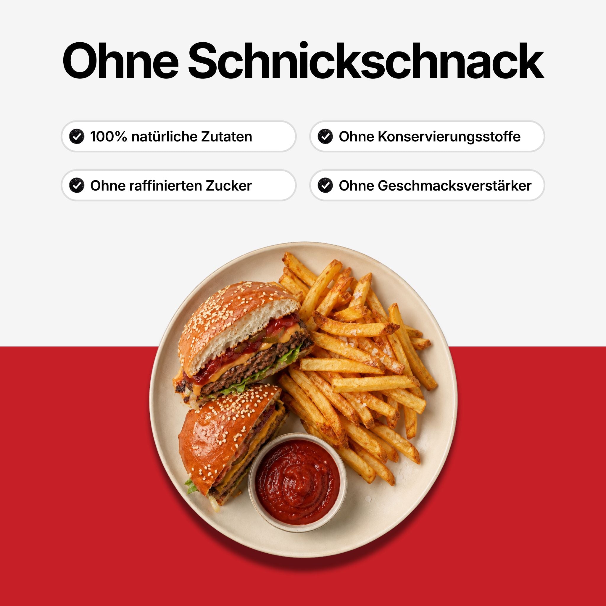 Keypoints zu Tomaten Ketchup: 100% natürliche Zutaten, ohne raffinierten Zucker, ohne Konservierungsstoffe, ohne Geschmacksverstärker